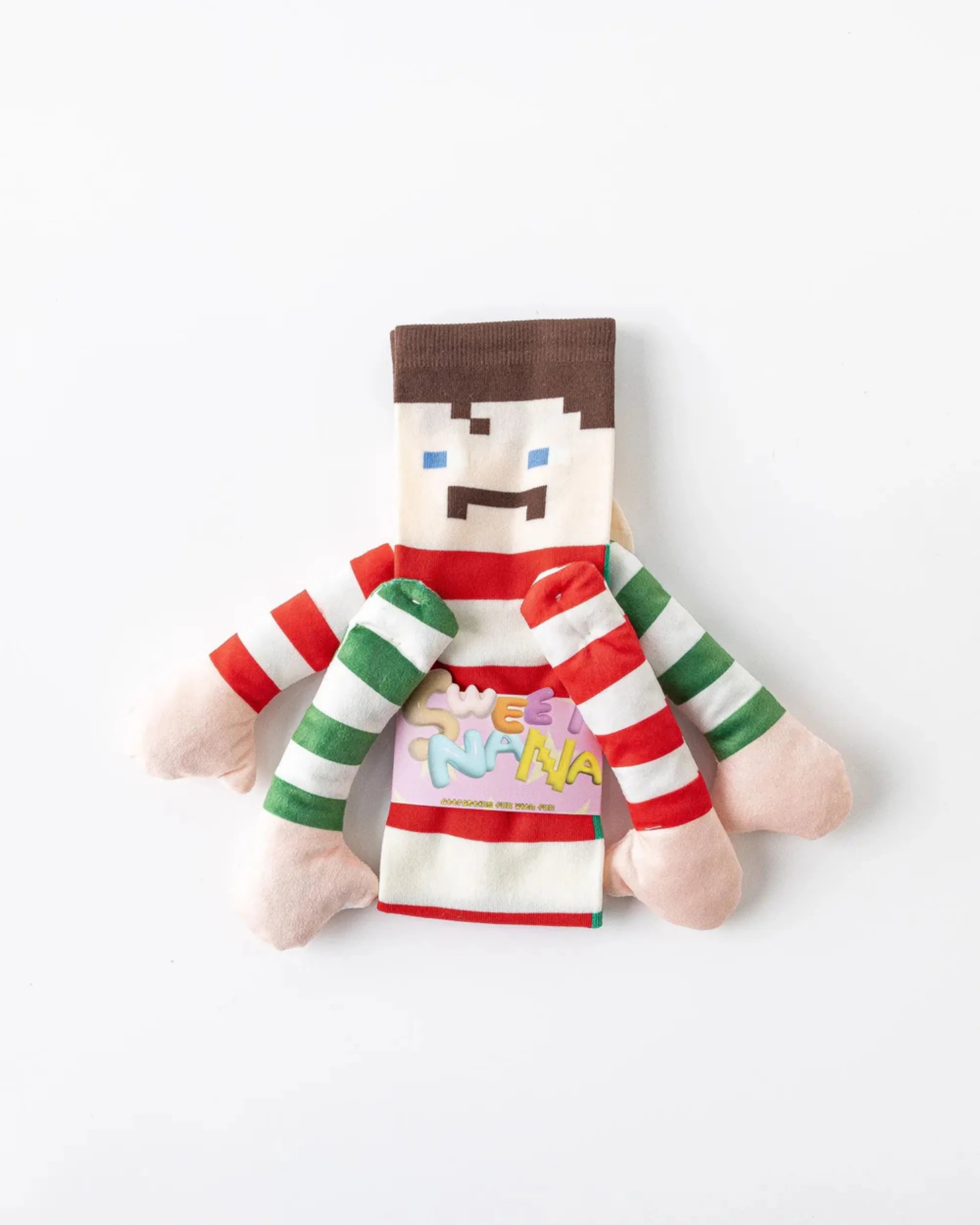 Sweetnana Pixel Character 3D Holding-Hands Knit Crew Socks-6 | PHAIGINA