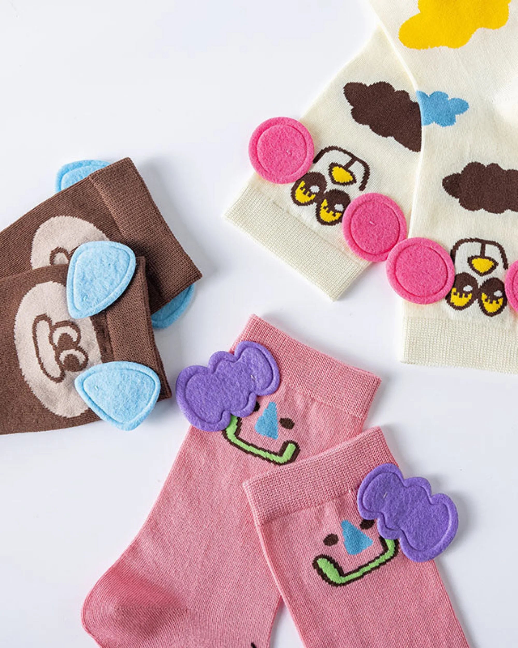 Sweetnana Animal Jacquard Cotton Knit Crew Socks-1 | PHAIGINA