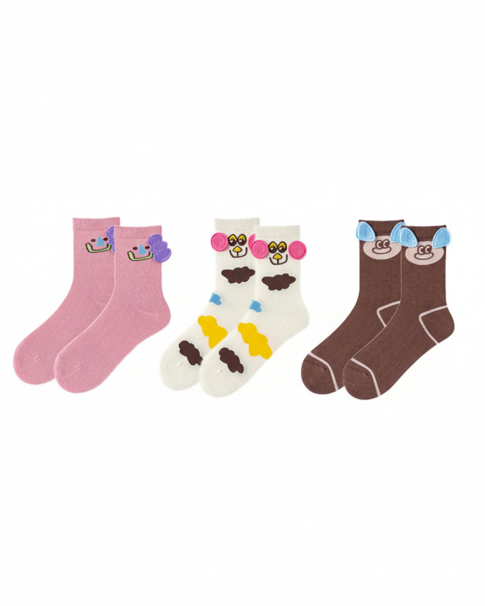 Sweetnana Animal Jacquard Cotton Knit Crew Socks-2 | PHAIGINA