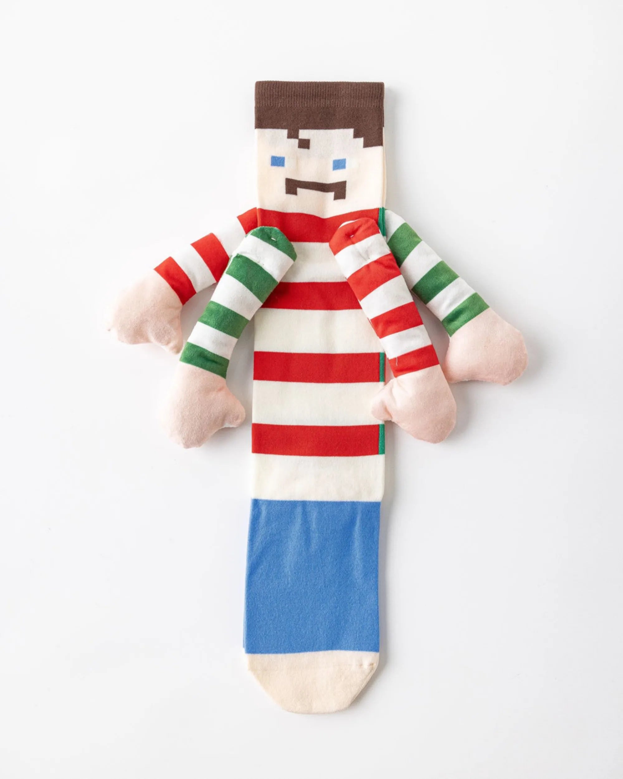 Sweetnana Pixel Character 3D Holding-Hands Knit Crew Socks-7 | PHAIGINA
